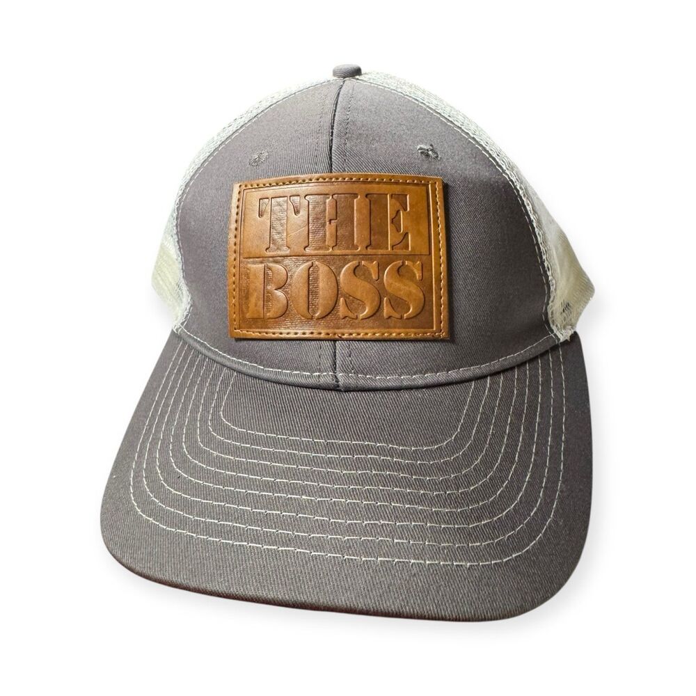 The Boss Snapback‎ Hat Adjustable Mesh Back Hat Gray/White BNWT
